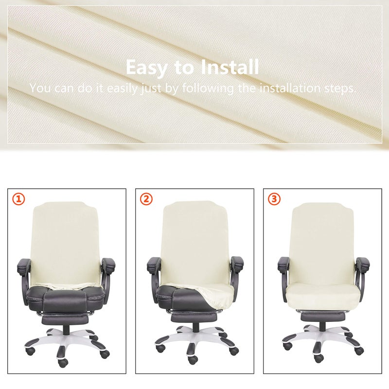 SARAFLORA Office Chair Cover- Large, Ivory- Removable Computer Chair Cover for Office Chair with Zipper for Universal Rotating Chair Desk Chair Cover High Back Chair Seat Washable Protector for Pets - Image 5